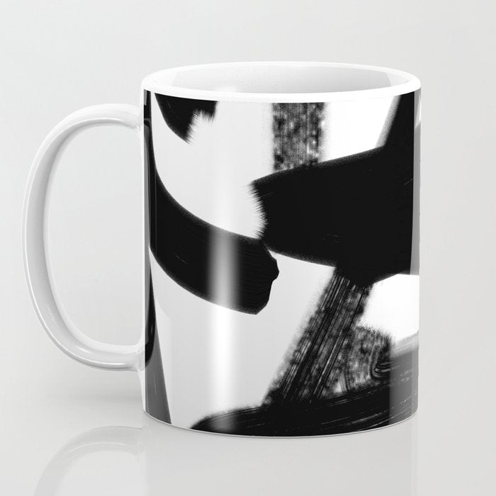 Thinking Out Loud - Black and white abstract painting, raw brush strokes Coffee Mug Gallery Image 3