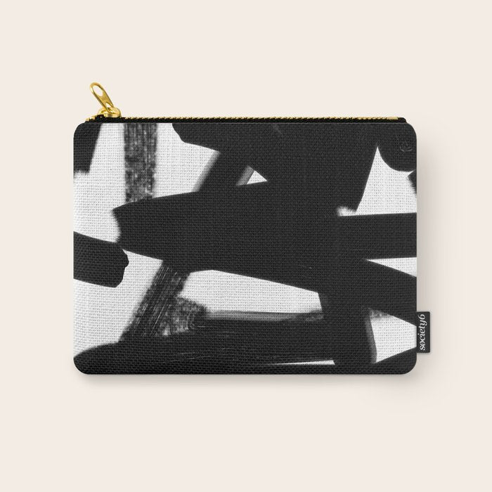 Thinking Out Loud - Black and white abstract painting, raw brush strokes Carry All Pouch Gallery Image 1