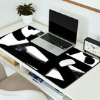 Thinking Out Loud - Black and white abstract painting, raw brush strokes Desk Mat Gallery Image 2