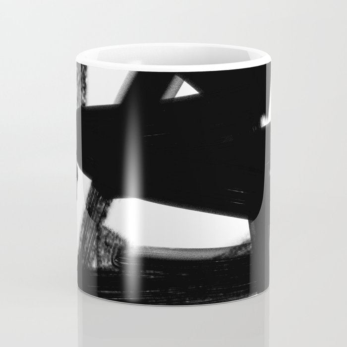 Thinking Out Loud - Black and white abstract painting, raw brush strokes Coffee Mug Gallery Image 4