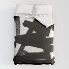 Thinking Out Loud - Black and white abstract painting, raw brush strokes Duvet Cover Gallery Image 6