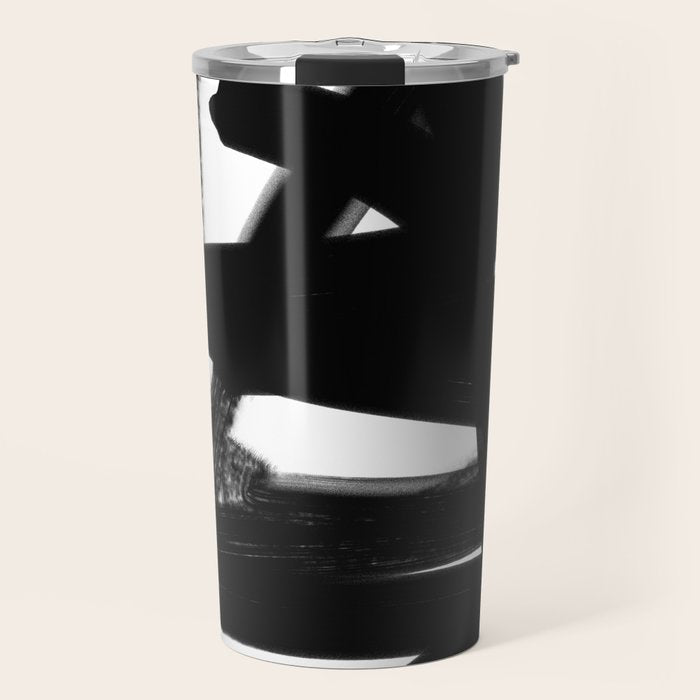 Thinking Out Loud - Black and white abstract painting, raw brush strokes Travel Mug Gallery Image 1