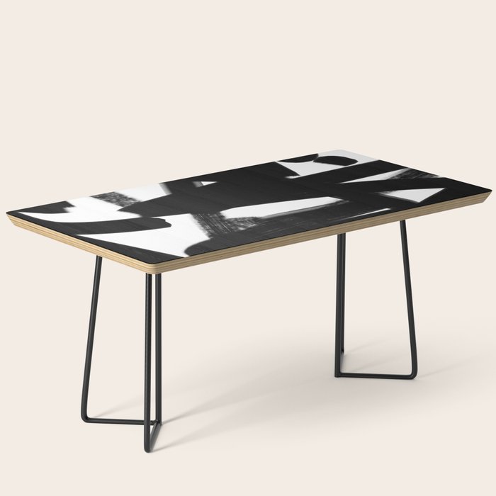 Thinking Out Loud - Black and white abstract painting, raw brush strokes Coffee Table Gallery Image 1