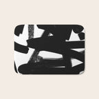 Thinking Out Loud - Black and white abstract painting, raw brush strokes Bath Mat Gallery Image 1