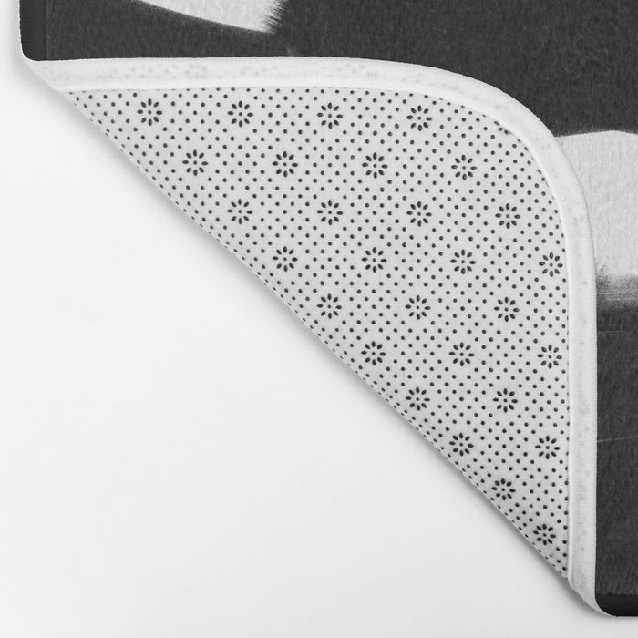 Thinking Out Loud - Black and white abstract painting, raw brush strokes Bath Mat Gallery Image 2