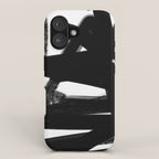 Thinking Out Loud - Black and white abstract painting, raw brush strokes iPhone Case Gallery Image 1