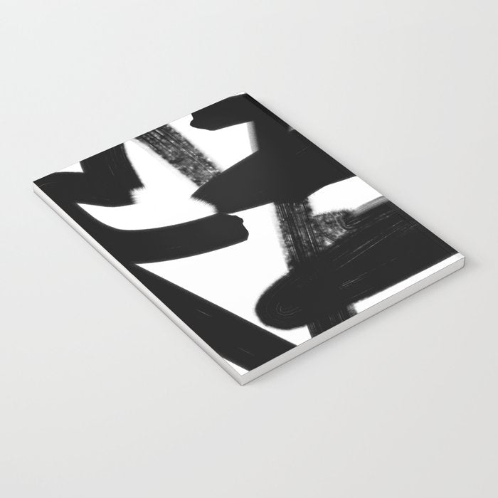 Thinking Out Loud - Black and white abstract painting, raw brush strokes Notebook Gallery Image 3