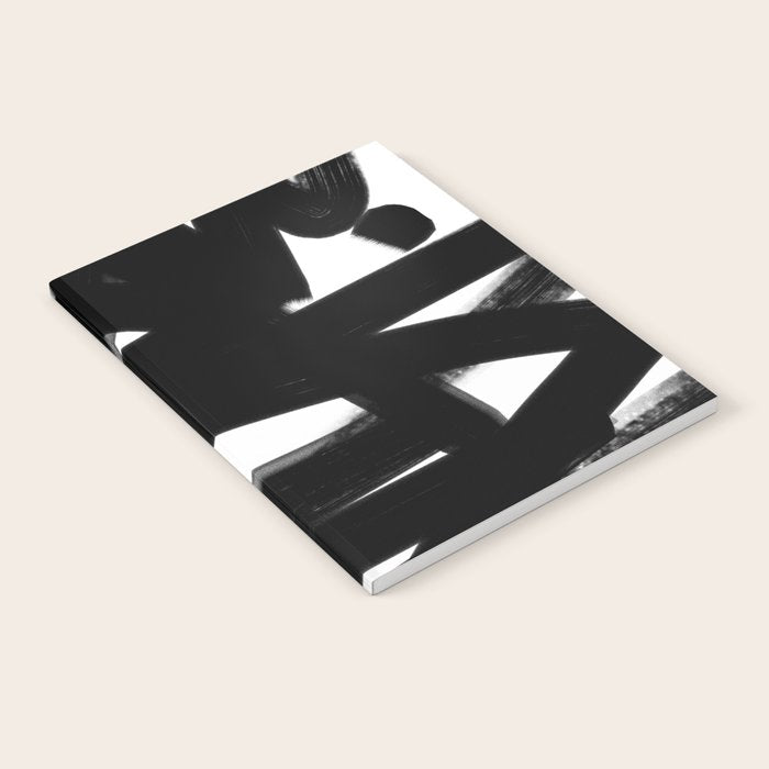 Thinking Out Loud - Black and white abstract painting, raw brush strokes Notebook Gallery Image 2