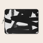 Thinking Out Loud - Black and white abstract painting, raw brush strokes Laptop Sleeve Gallery Image 1
