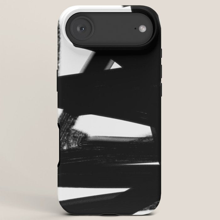 Thinking Out Loud - Black and white abstract painting, raw brush strokes iPhone Case Gallery Image 6