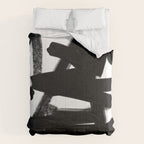 Thinking Out Loud - Black and white abstract painting, raw brush strokes Comforter Gallery Image 6