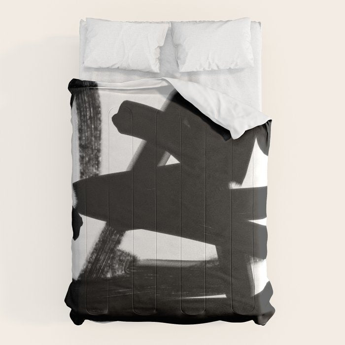 Thinking Out Loud - Black and white abstract painting, raw brush strokes Comforter Gallery Image 6
