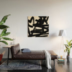Thinking Out Loud - Black and white abstract painting, raw brush strokes Wood Wall Art Gallery Image 2