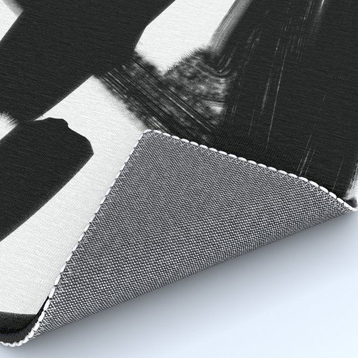 Thinking Out Loud - Black and white abstract painting, raw brush strokes Rug Gallery Image 4