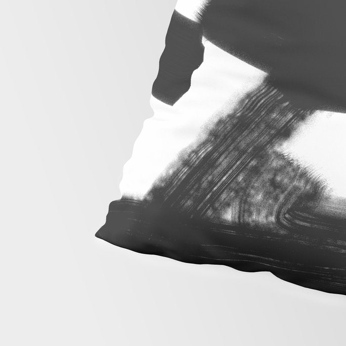 Thinking Out Loud - Black and white abstract painting, raw brush strokes Pillow Sham Gallery Image 4