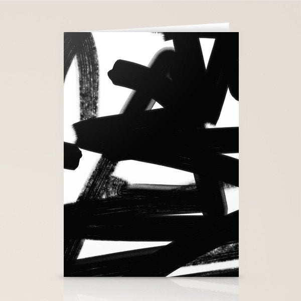 Thinking Out Loud - Black and white abstract painting, raw brush strokes Stationery Card Gallery Image 2