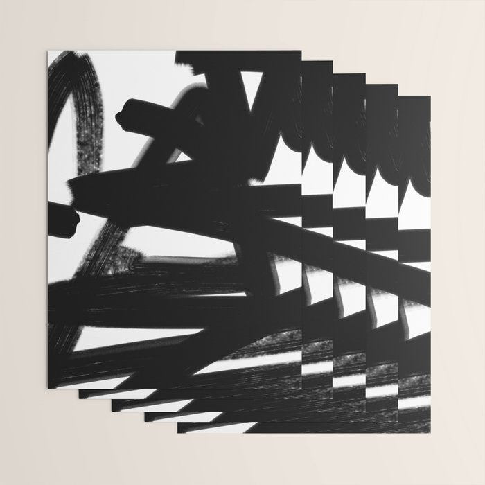 Thinking Out Loud - Black and white abstract painting, raw brush strokes Wrapping Paper Gallery Image 3