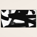 Thinking Out Loud - Black and white abstract painting, raw brush strokes Desk Mat Gallery Image 3