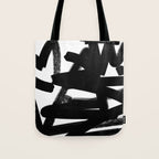 Thinking Out Loud - Black and white abstract painting, raw brush strokes Tote Bag Gallery Image 1
