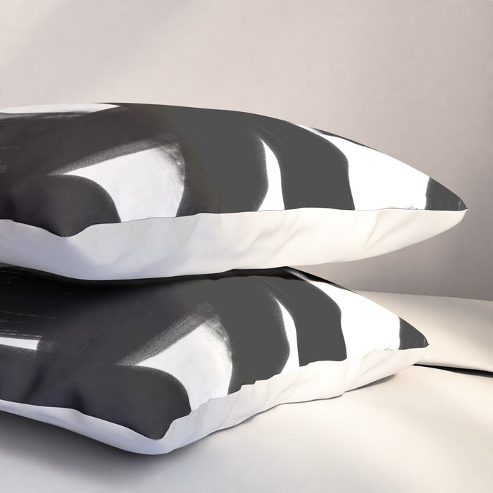 Thinking Out Loud - Black and white abstract painting, raw brush strokes Pillow Sham Gallery Image 3