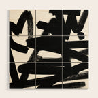 Thinking Out Loud - Black and white abstract painting, raw brush strokes Wood Wall Art Gallery Image 1