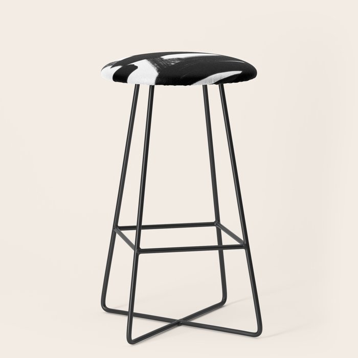 Thinking Out Loud - Black and white abstract painting, raw brush strokes Stool Gallery Image 1