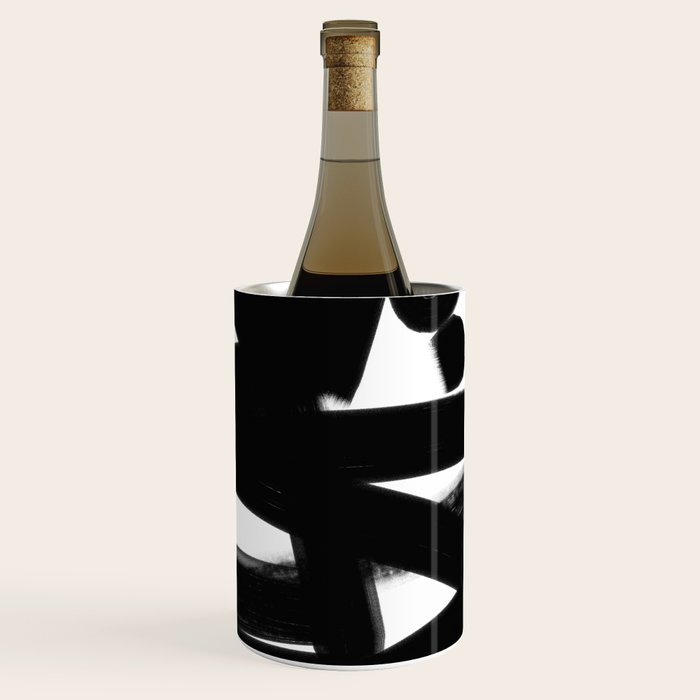 Thinking Out Loud - Black and white abstract painting, raw brush strokes Wine Chiller Gallery Image 3