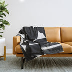 Thinking Out Loud - Black and white abstract painting, raw brush strokes Throw Blanket Gallery Image 1