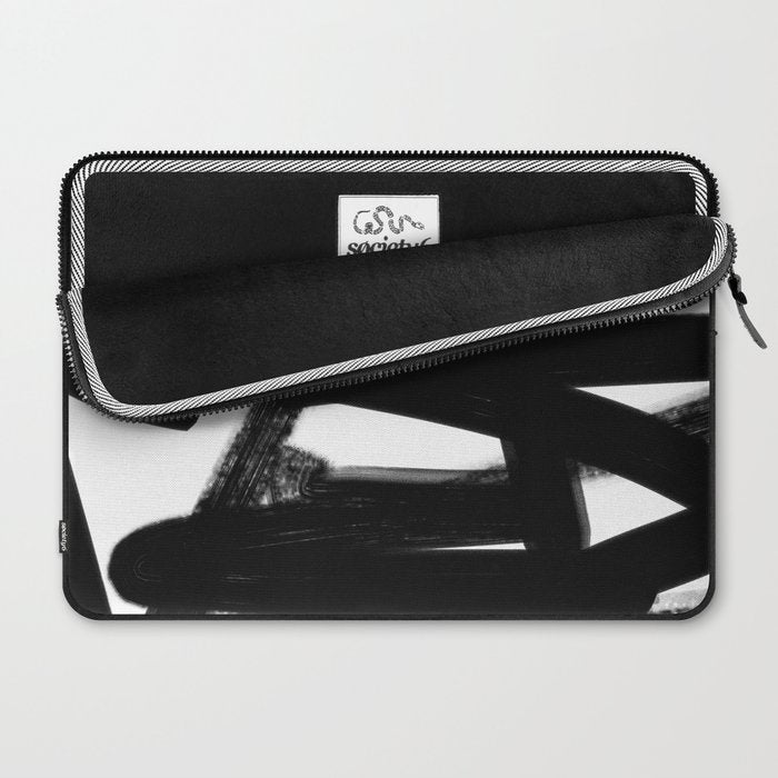 Thinking Out Loud - Black and white abstract painting, raw brush strokes Laptop Sleeve Gallery Image 2