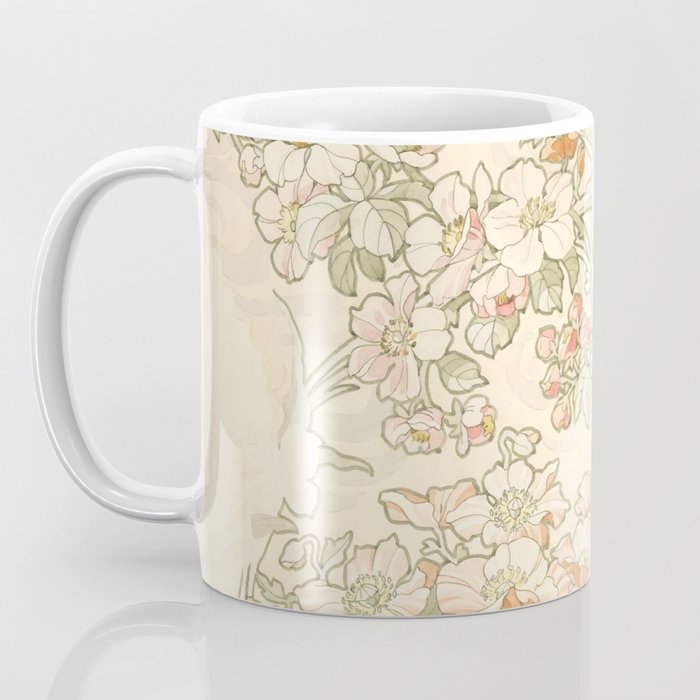 Alphonse Mucha "Anemones, Apple Blossoms and Narcissis" Coffee Mug Gallery Image 3