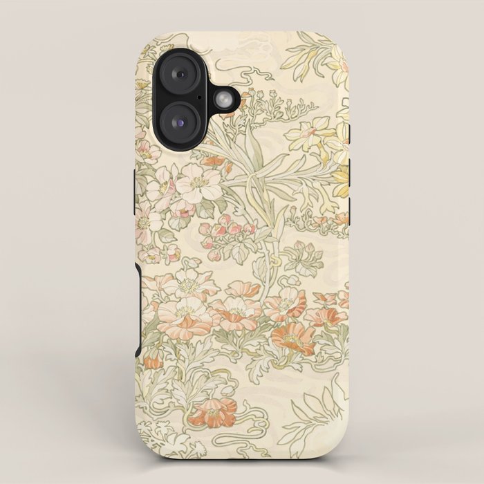 Alphonse Mucha "Anemones, Apple Blossoms and Narcissis" iPhone Case Gallery Image 1