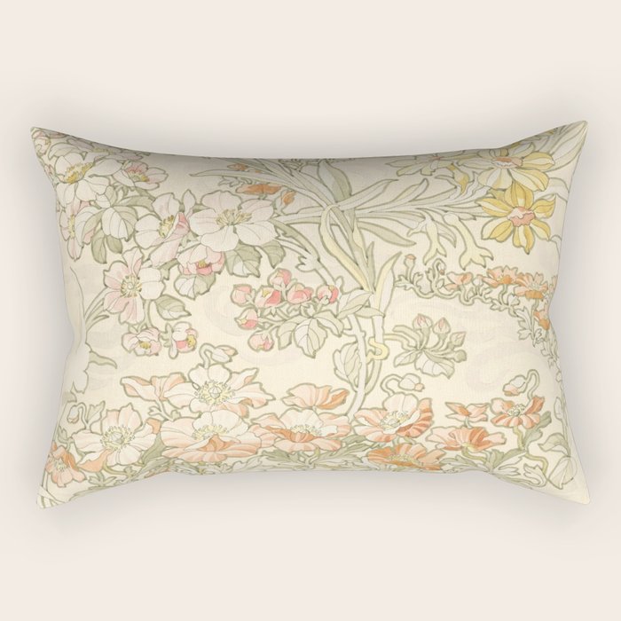 Alphonse Mucha "Anemones, Apple Blossoms and Narcissis" Rectangular Pillow Gallery Image 2