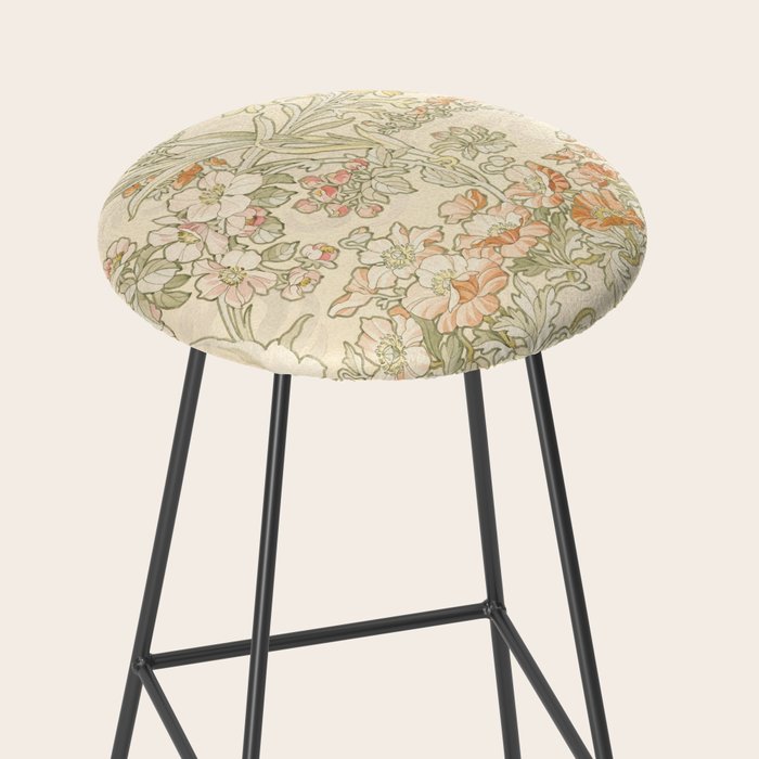 Alphonse Mucha "Anemones, Apple Blossoms and Narcissis" Stool Gallery Image 2