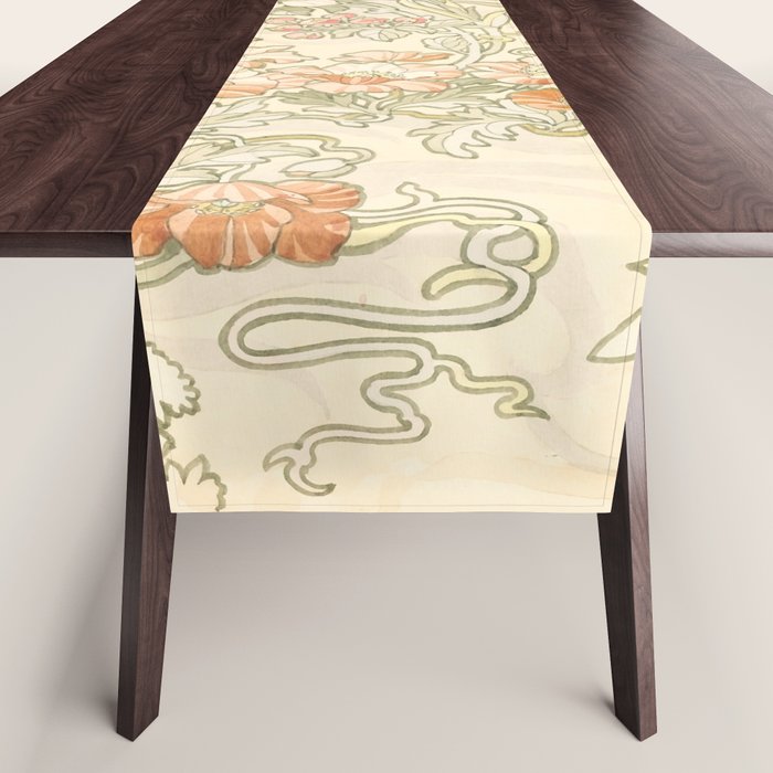 Alphonse Mucha "Anemones, Apple Blossoms and Narcissis" Table Runner Gallery Image 1