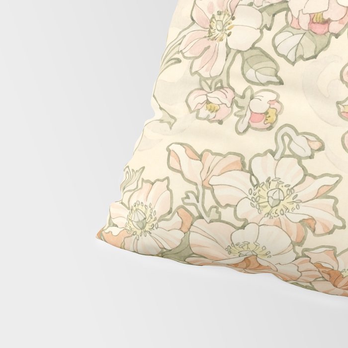 Alphonse Mucha "Anemones, Apple Blossoms and Narcissis" Pillow Sham Gallery Image 4