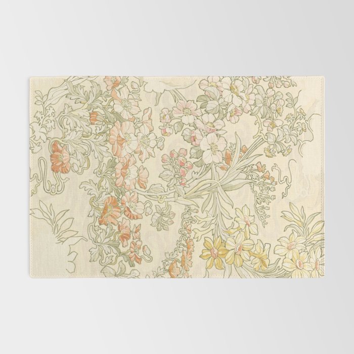 Alphonse Mucha "Anemones, Apple Blossoms and Narcissis" Rug Gallery Image 2