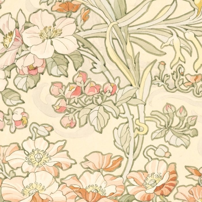 Alphonse Mucha "Anemones, Apple Blossoms and Narcissis" Coffee Mug Gallery Image 2