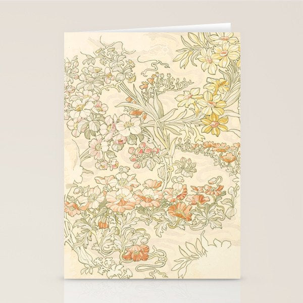 Alphonse Mucha "Anemones, Apple Blossoms and Narcissis" Stationery Card Gallery Image 2