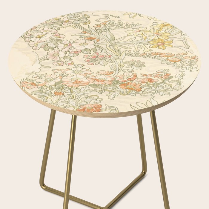 Alphonse Mucha "Anemones, Apple Blossoms and Narcissis" Side Table Gallery Image 2