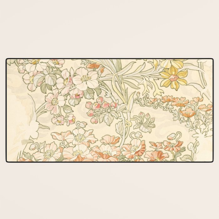 Alphonse Mucha "Anemones, Apple Blossoms and Narcissis" Desk Mat Gallery Image 3