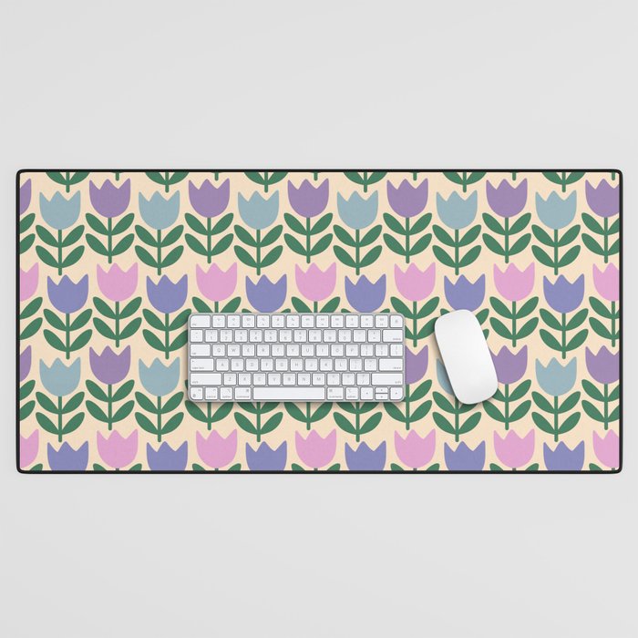 Tulip - Pastel Floral Pattern Desk Mat Gallery Image 1