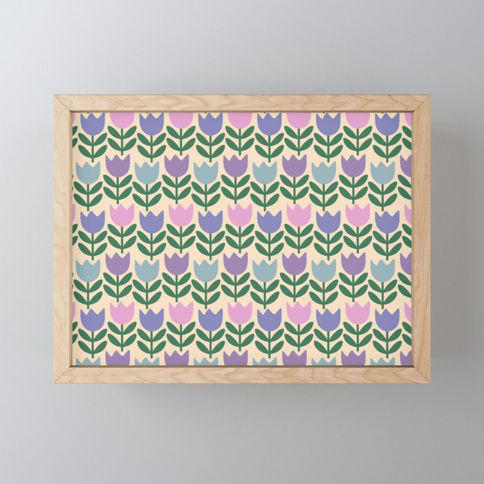 Tulip - Pastel Floral Pattern Mini Art Print Gallery Image 1