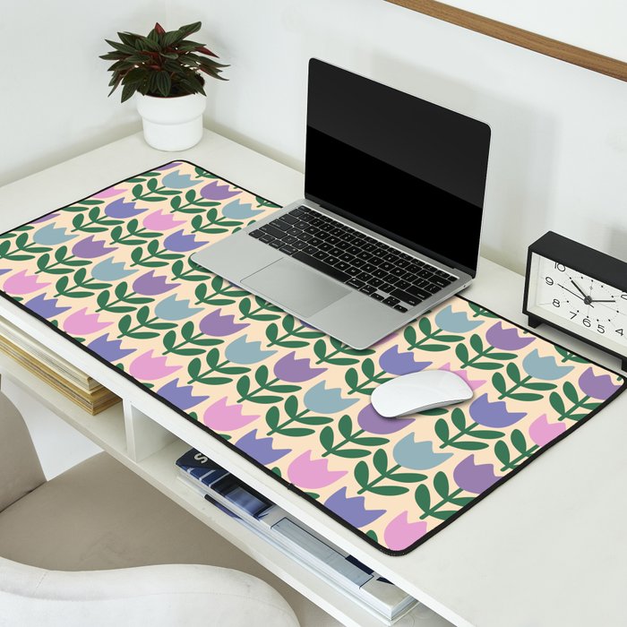 Tulip - Pastel Floral Pattern Desk Mat Gallery Image 2