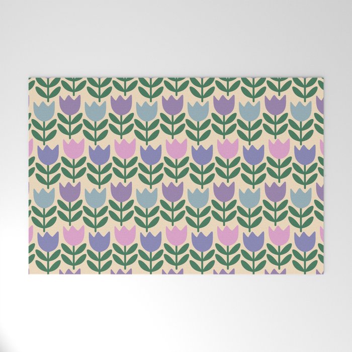 Tulip - Pastel Floral Pattern Welcome Mat Gallery Image 1