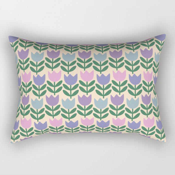 Tulip - Pastel Floral Pattern Rectangular Pillow Gallery Image 2