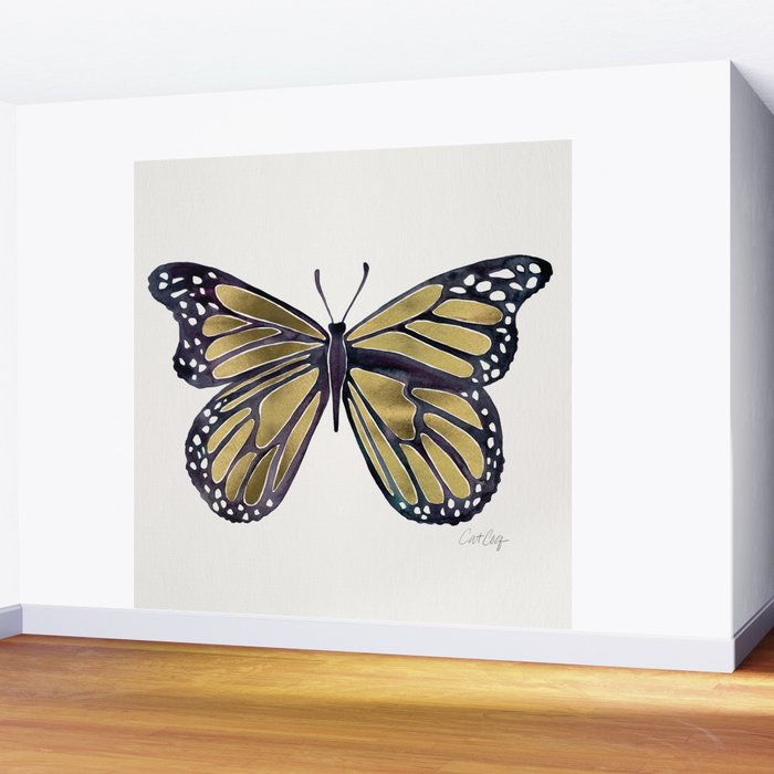Gold Butterfly Wall Mural Gallery Image 2