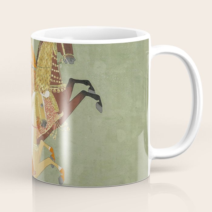 MAHARANA ARI SINGH OF MEWAR RIDING WITH A COMPANION BY THE ARTIST JUGARSI, MEWAR, RAJASTHAN 1765-66  Coffee Mug Gallery Image 1