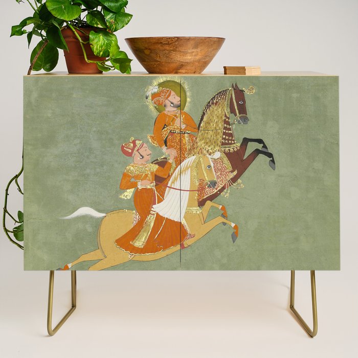 MAHARANA ARI SINGH OF MEWAR RIDING WITH A COMPANION BY THE ARTIST JUGARSI, MEWAR, RAJASTHAN 1765-66  Credenza Gallery Image 1