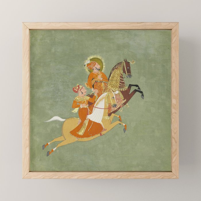 MAHARANA ARI SINGH OF MEWAR RIDING WITH A COMPANION BY THE ARTIST JUGARSI, MEWAR, RAJASTHAN 1765-66  Mini Art Print Gallery Image 1