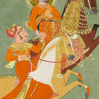MAHARANA ARI SINGH OF MEWAR RIDING WITH A COMPANION BY THE ARTIST JUGARSI, MEWAR, RAJASTHAN 1765-66  Coffee Mug Gallery Image 2